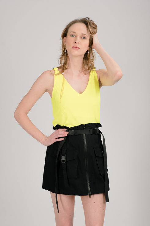 Pesca Ribbed Top in Neon Green